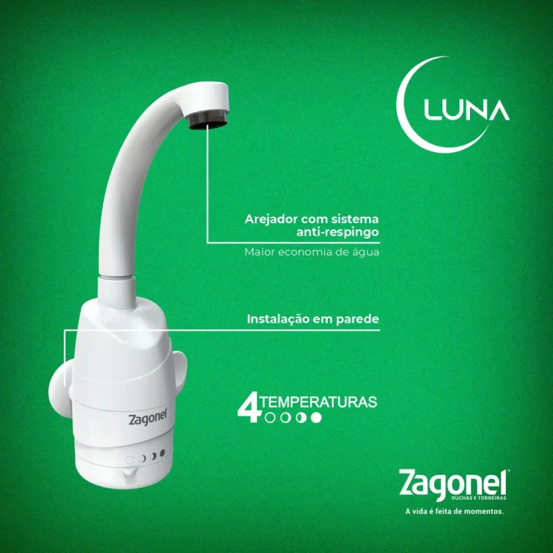 Torneira Eletrica Luna 4T 220V - Zagonel