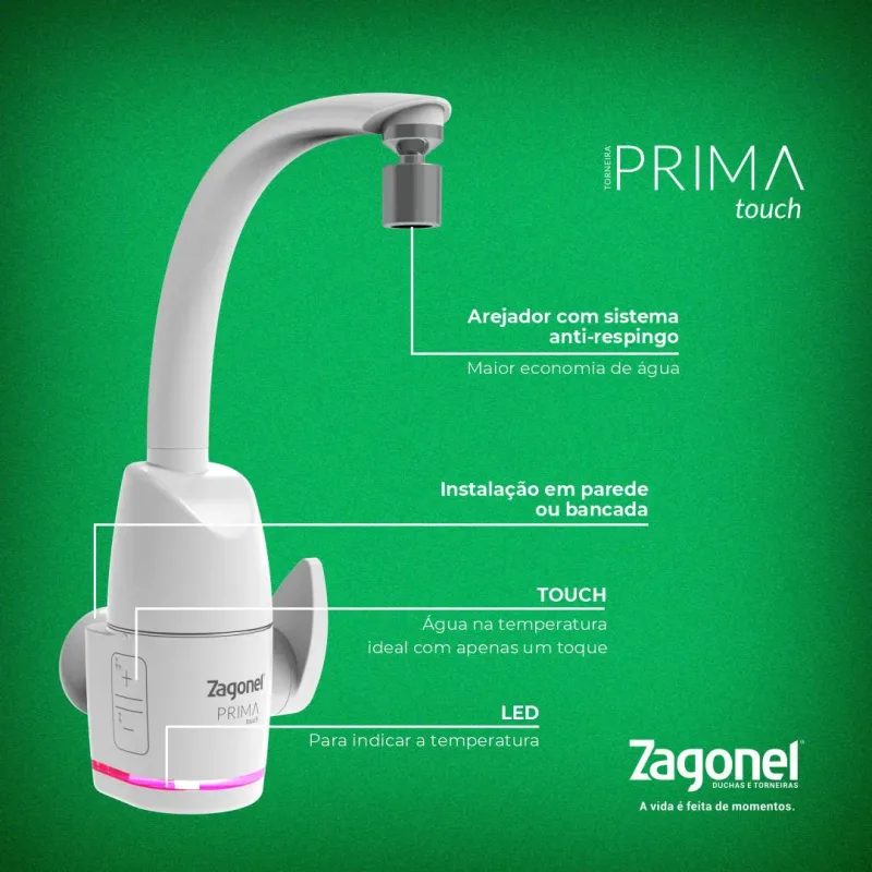 Torneira Prima Touch Eletronica 220V - Zagonel